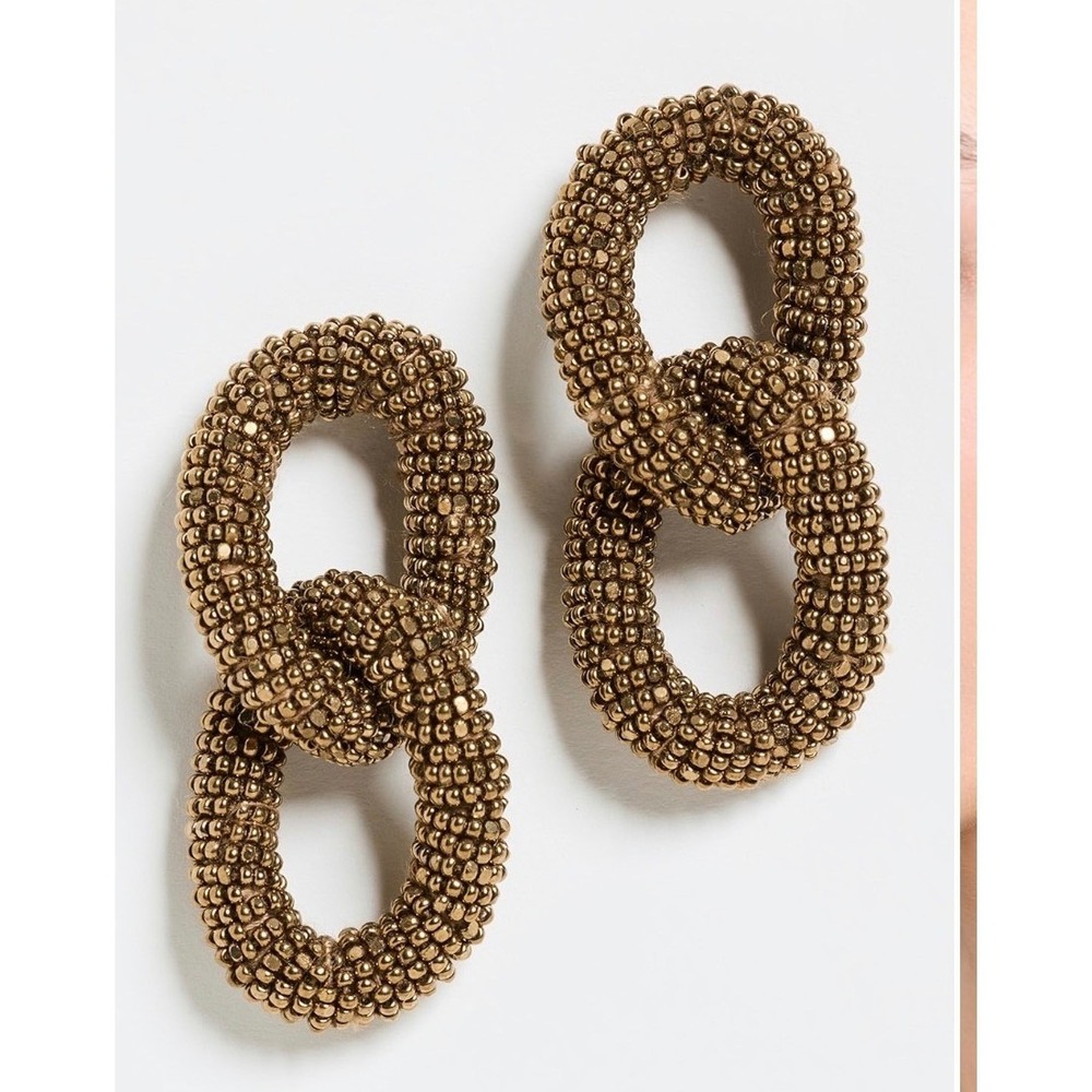 Deepa Gurnani Loulou Earrings Gold Metal New NWT post evening chain link